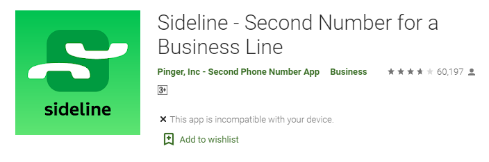 Sideline app for virtual number