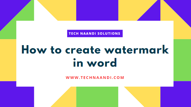 How to create watermark in word