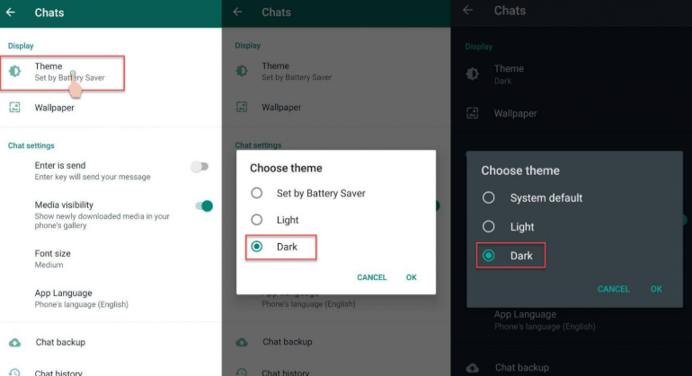 How to use dark mode in WhatsApp