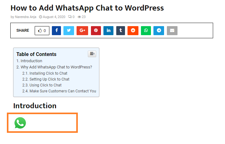 how to add whatsapp chat to wordpress website 7- Tech Naandi Solutions