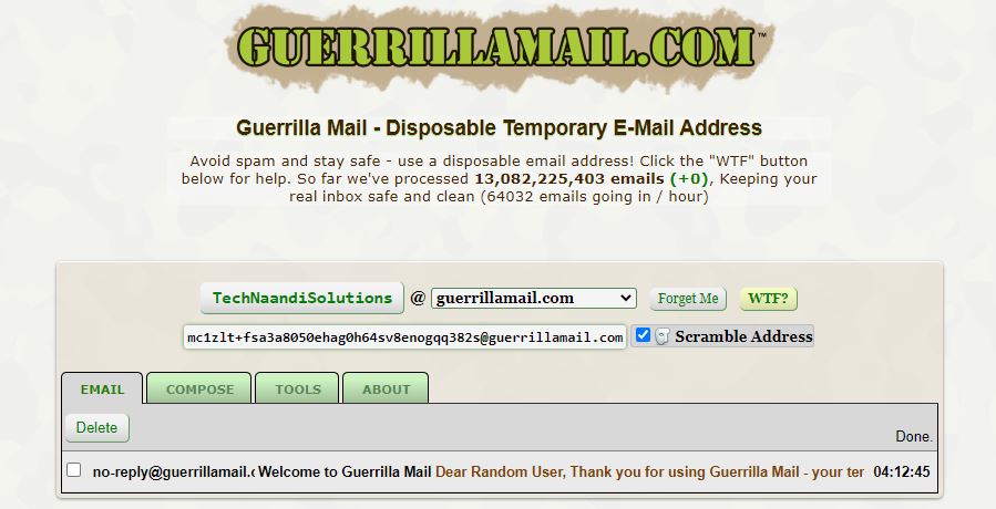 Disposable email domain