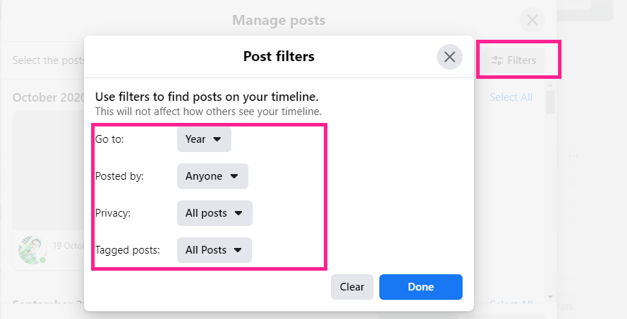 How to delete facebook posts